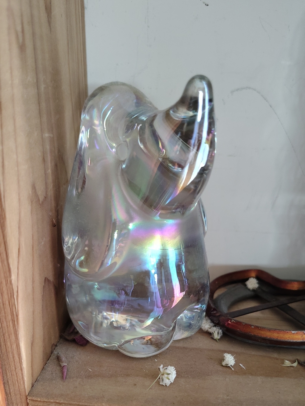 Iridescent Glass Abstract Dog Figurine Paperweight